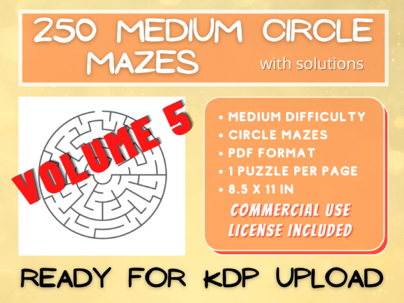 250 Medium Circle Mazes V005: Creative and Fun