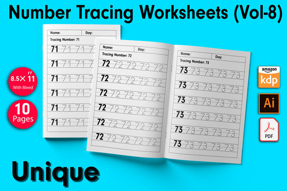 Enhance Kids' Handwriting with Number Tracing Vol-8