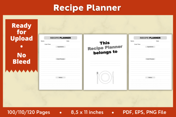 Unlocking Creativity and Efficiency with the Recipe Planner KDP Interior 8,5x11in
